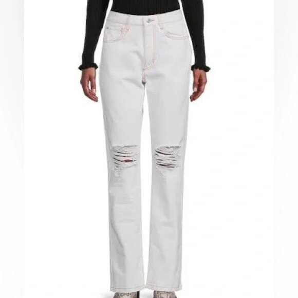 WEWOREWHAT Stretch Denim Classic White Jeans Sz 24 NEW with tags - Picture 3 of 3